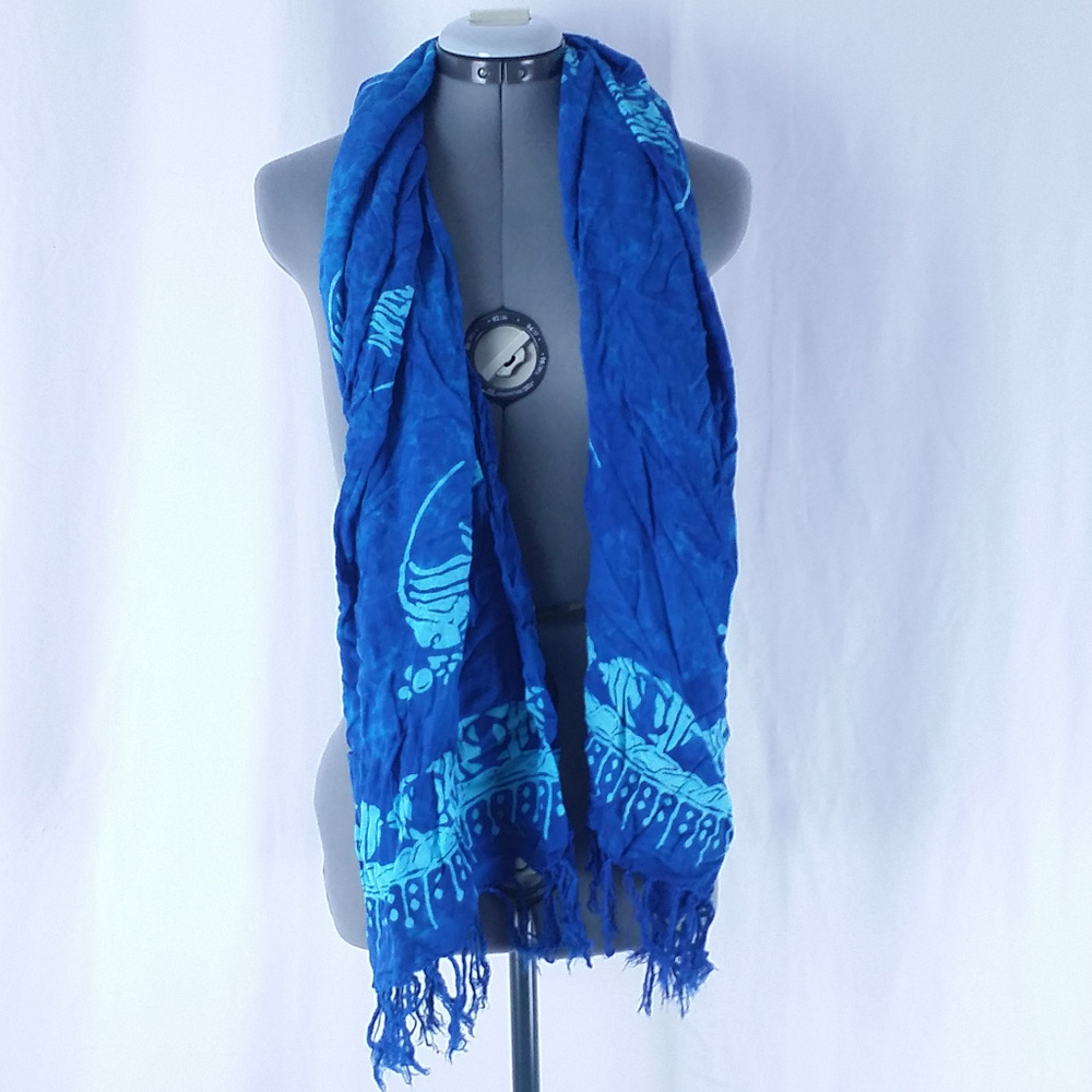 Blue Scarf with Fish